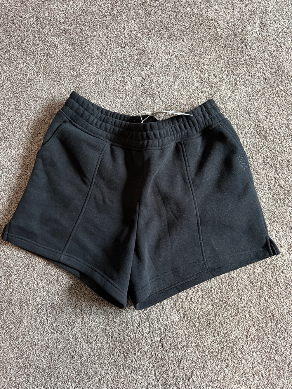 Women's Black Athletic Knit Shorts with High-Rise Elastic Waist